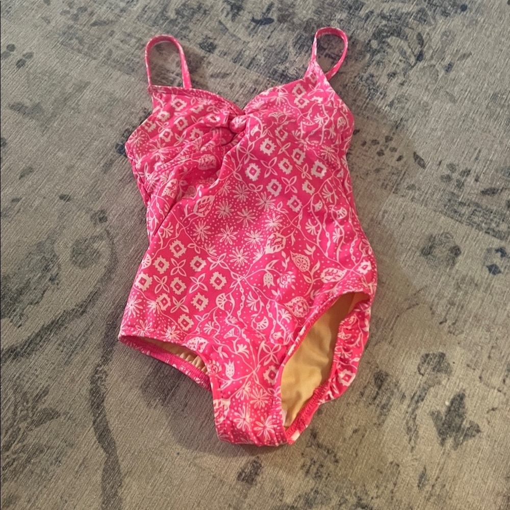 Lands' End Pink and Cream Swimsuit